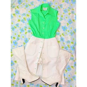 SOLDRare Vintage 60s Green Polka Dot Sun Dress